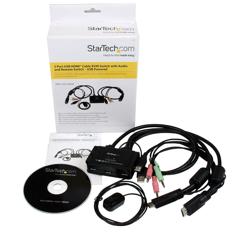 StarTech SV211HDUA 2 Port HDMI Cable KVM Switch with Audio & Remote Switch